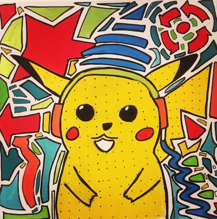 Painting titled "pikachupopart.jpg" by Jyja, Original Artwork, Acrylic
