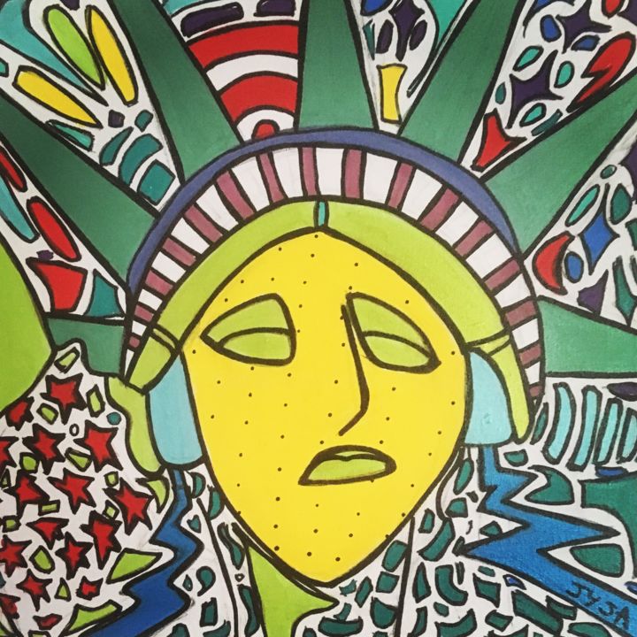 Painting titled "statue of liberty" by Jyja, Original Artwork, Acrylic