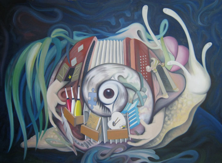 Peinture intitulée "Vision en Soi" par Jérémy Piquet, Œuvre d'art originale, Huile