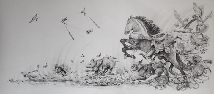 Dessin intitulée "L'élan du voyage" par Jérémy Piquet, Œuvre d'art originale, Graphite Monté sur Carton