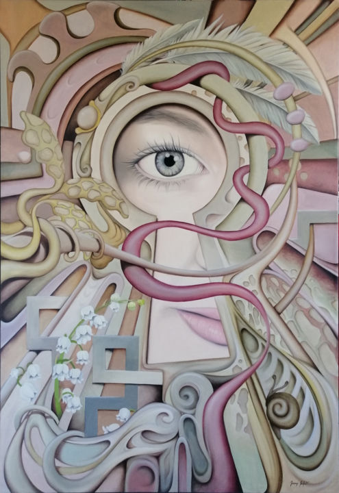 Peinture intitulée "L'oeil" par Jérémy Piquet, Œuvre d'art originale, Huile