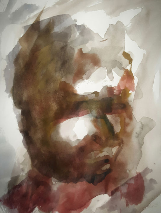 Peinture intitulée "Absent Minded" par Jeremy Rose, Œuvre d'art originale, Aquarelle Monté sur Autre panneau rigide