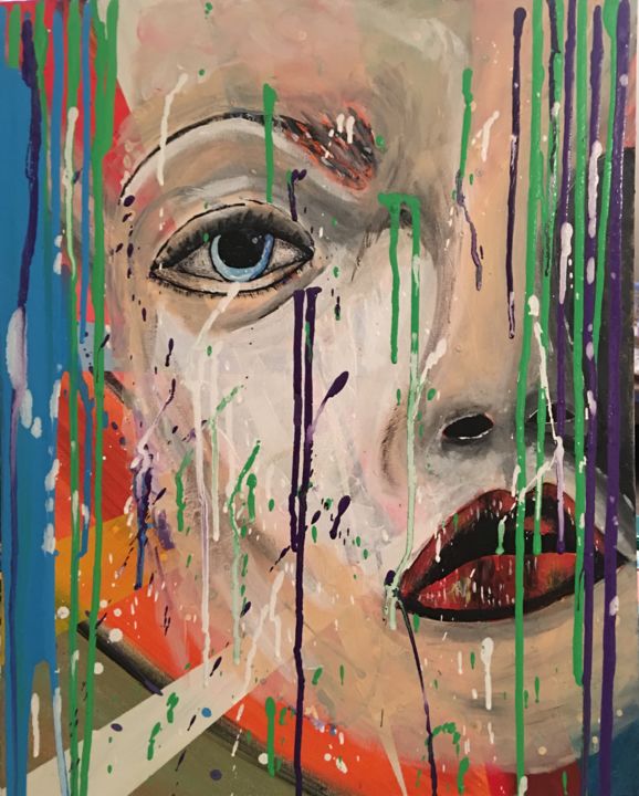 Peinture intitulée "Le portrait dévisagé" par Jeremy Martin, Œuvre d'art originale