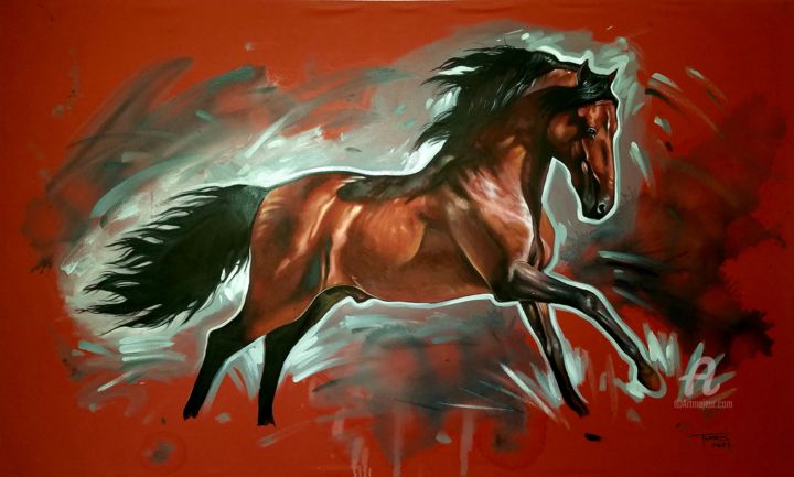 Peinture intitulée "Caballo" par José Carlos Jerez Tornés, Œuvre d'art originale, Huile