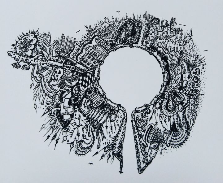 图画 标题为“Arena of thoughts” 由Sir Ih Orey, 原创艺术品, 墨