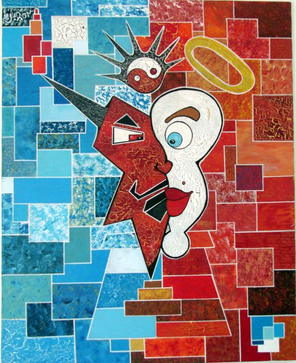 Malerei mit dem Titel "la-liberte-ou-l-aff…" von J.Rom, Original-Kunstwerk, Acryl