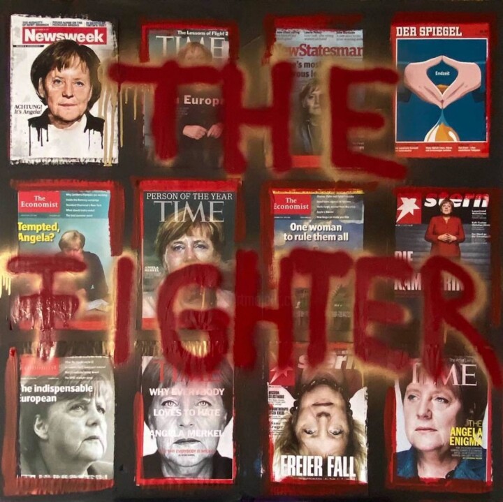 Collages titled "Angela Merkel - The…" by Jerome Cholet, Original Artwork, Collages