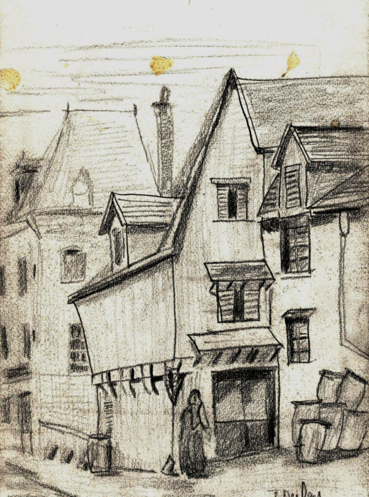 Tekening getiteld "moulins-passe-avant…" door Jérôme Dufay, Origineel Kunstwerk, Potlood