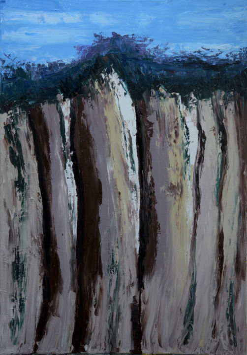 Peinture intitulée "falaise-du-pays-de-…" par Jérôme Dufay, Œuvre d'art originale, Huile