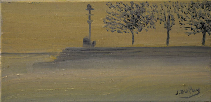 Peinture intitulée "Brume matinale à sa…" par Jérôme Dufay, Œuvre d'art originale, Huile