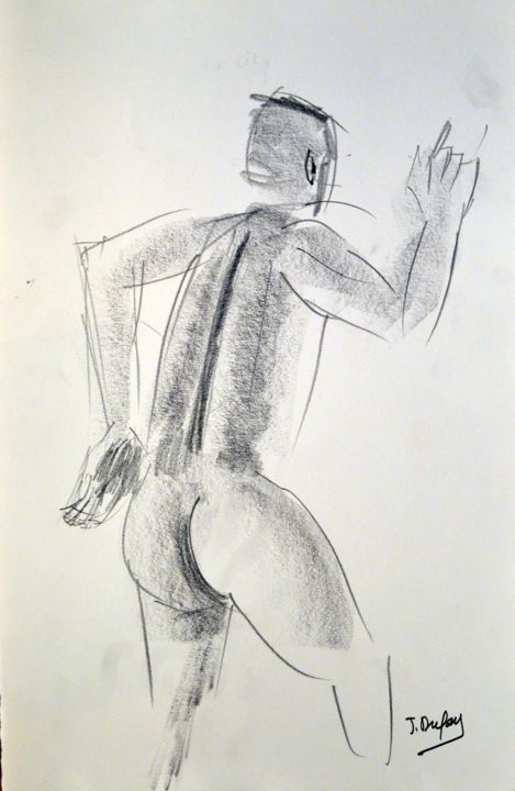 Dessin intitulée "nu-masculin-2017100…" par Jérôme Dufay, Œuvre d'art originale, Graphite