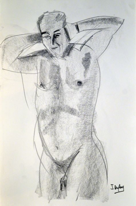 Dessin intitulée "nu-masculin-2017100…" par Jérôme Dufay, Œuvre d'art originale, Graphite