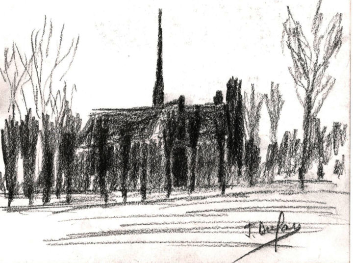 Рисунок под названием "amiens-cathedrale-p…" - Jérôme Dufay, Подлинное произведение искусства, Карандаш