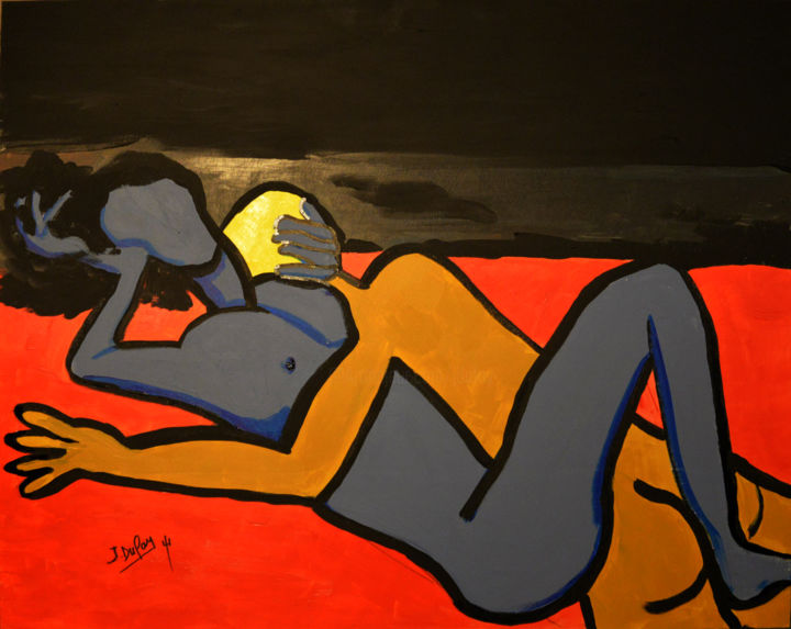 Malerei mit dem Titel "Par une nuit de nou…" von Jérôme Dufay, Original-Kunstwerk, Acryl Auf Keilrahmen aus Holz montiert