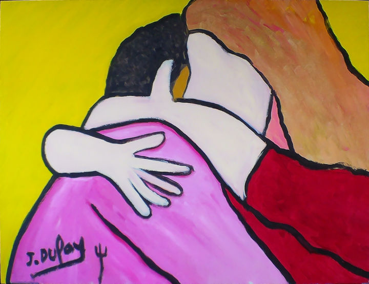 Peinture intitulée "Serrement de joie" par Jérôme Dufay, Œuvre d'art originale, Acrylique Monté sur Châssis