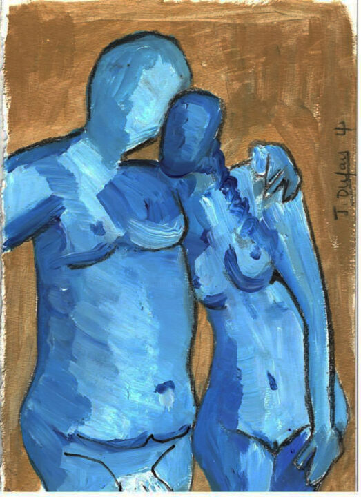 Malerei mit dem Titel "Les amoureux de Leu…" von Jérôme Dufay, Original-Kunstwerk, Acryl