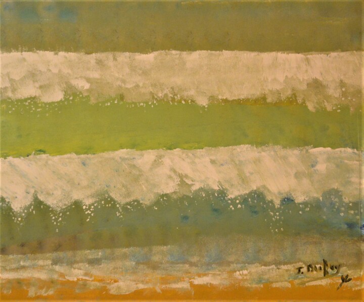 Painting titled "Eau d'émeraude" by Jérôme Dufay, Original Artwork, Acrylic Mounted on Wood Stretcher frame