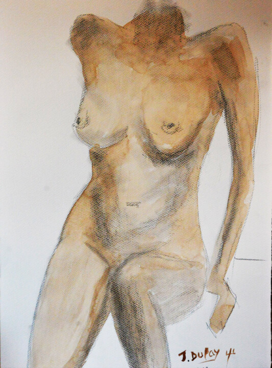 Drawing titled "LAURENCE 06" by Jérôme Dufay, Original Artwork, Watercolor