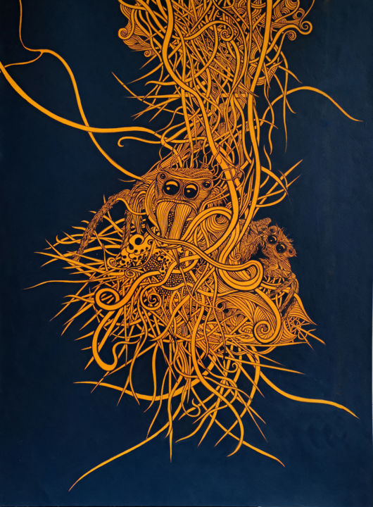 Pintura titulada "Arach" por Jerome Excoffier, Obra de arte original, Acrílico Montado en Cartulina