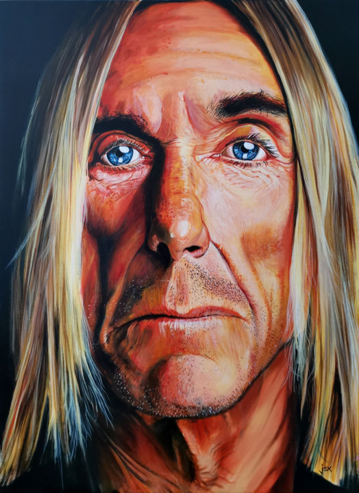 Painting titled "IGGY POP" by Jerome Excoffier, Original Artwork, Acrylic