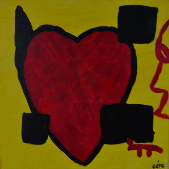 Peinture intitulée "coeur-blesse.jpg" par Jerome Fontan, Œuvre d'art originale, Acrylique