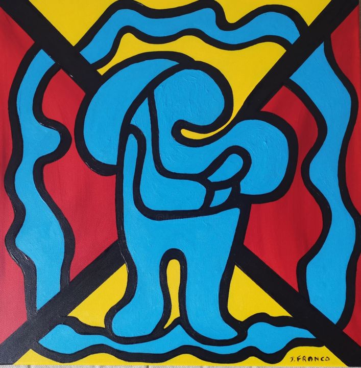 Peinture intitulée "Femme et son bébé" par Jerome Franco, Œuvre d'art originale, Acrylique