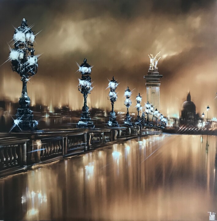 Peinture intitulée ""Golden Bridge" (Al…" par Jerome Guillet, Œuvre d'art originale