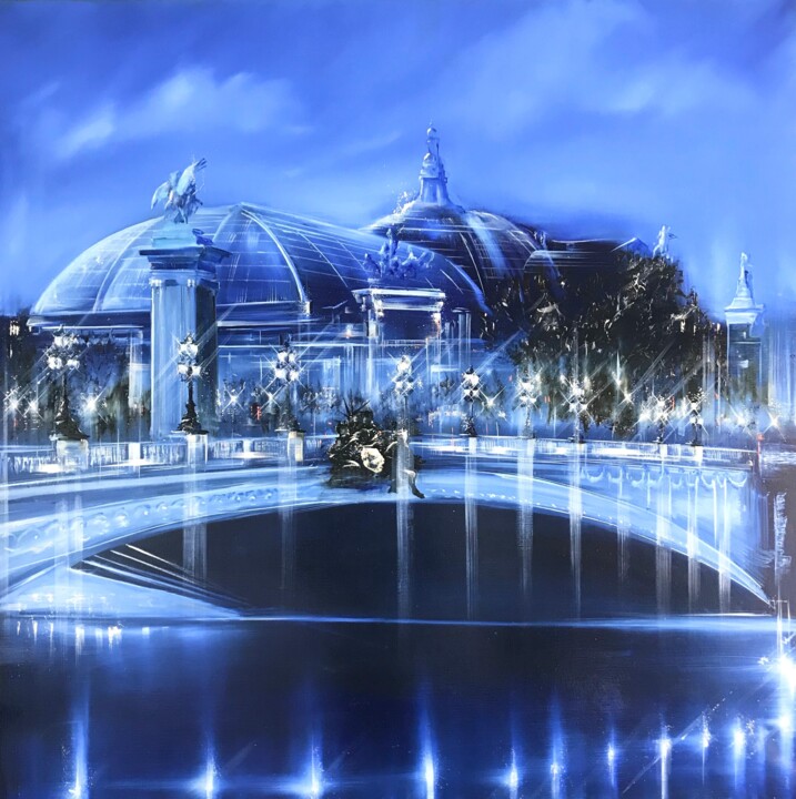Картина под названием "Grand Palais" - Jerome Guillet, Подлинное произведение искусства, Масло Установлен на Деревянная рама…