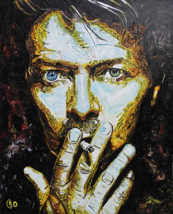 Painting titled "David Bowie" by Jerome Labrunerie (GEO), Original Art, Oil