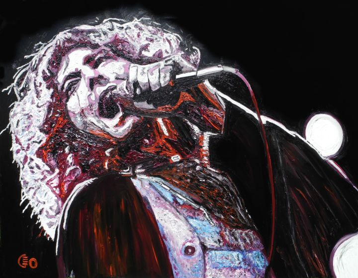 Картина под названием "Robert Plant" - Jerome Labrunerie (GEO), Подлинное произведение искусства, Масло Установлен на Подрам…
