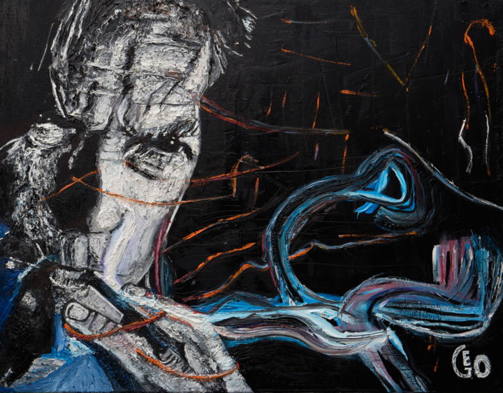 Pintura intitulada "Clint Eastwood and…" por Jerome Labrunerie (GEO), Obras de arte originais, Óleo Montado em Armação em ma…