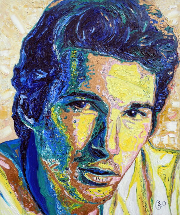 Ζωγραφική με τίτλο "Richard Gere" από Jerome Labrunerie (GEO), Αυθεντικά έργα τέχνης, Λάδι Τοποθετήθηκε στο Τσάντα καμβά