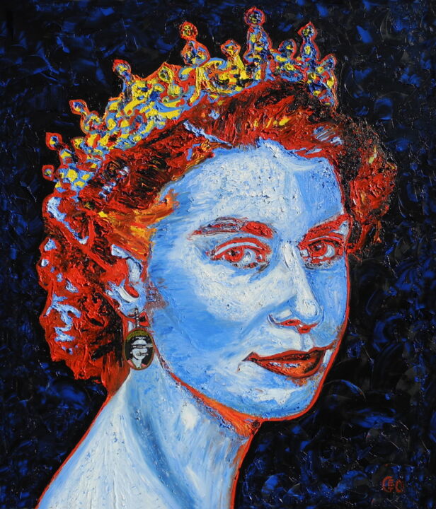 Painting titled "The rebel Queen" by Jerome Labrunerie (GEO), Original Artwork, Oil Mounted on Wood Stretcher frame