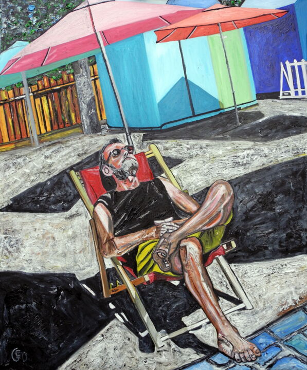 Painting titled "Relax3" by Jerome Labrunerie (GEO), Original Artwork, Oil Mounted on Wood Stretcher frame