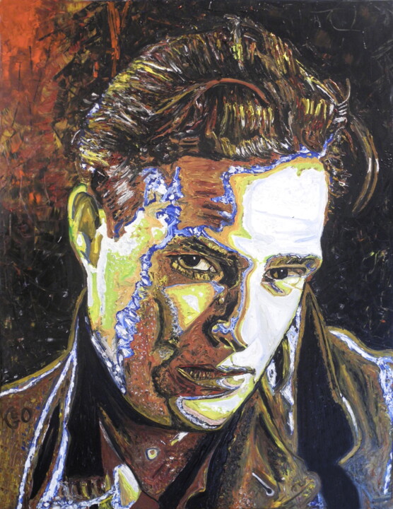 Painting titled "Marlon Brando" by Jerome Labrunerie (GEO), Original Artwork, Oil Mounted on Wood Stretcher frame