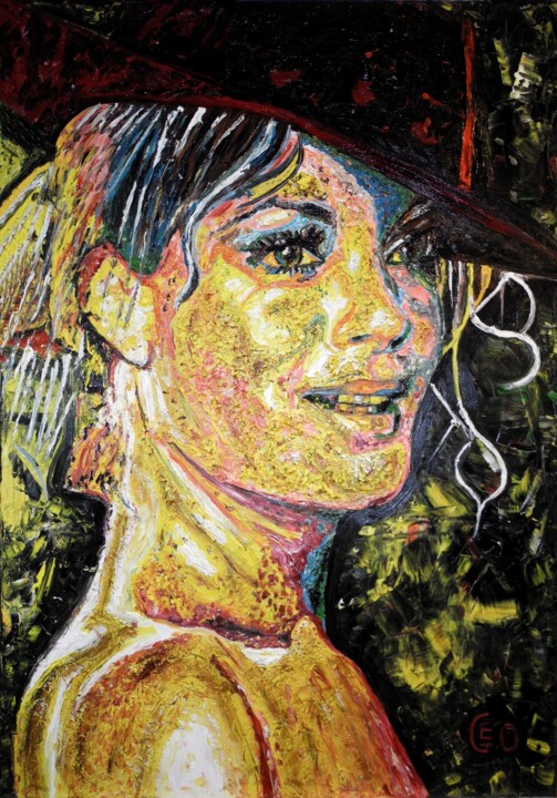 Malarstwo zatytułowany „Romy Schneider.” autorstwa Jerome Labrunerie (GEO), Oryginalna praca, Olej Zamontowany na Drewniana…