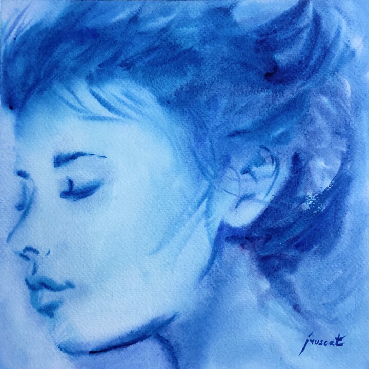 Painting titled "Calliope n°1" by Jérôme Muscat, Original Artwork, Watercolor