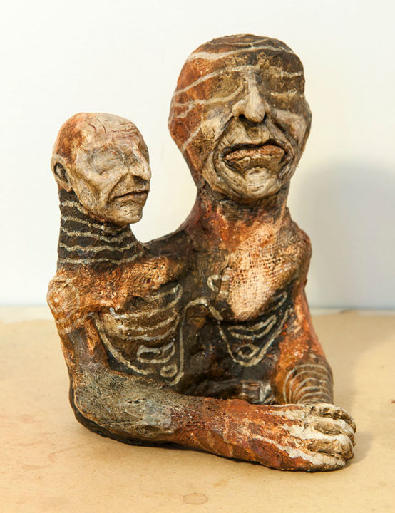 Sculpture intitulée "Reliques Tribales :…" par Jérôme Oudot "Trëz", Œuvre d'art originale, Techniques mixtes