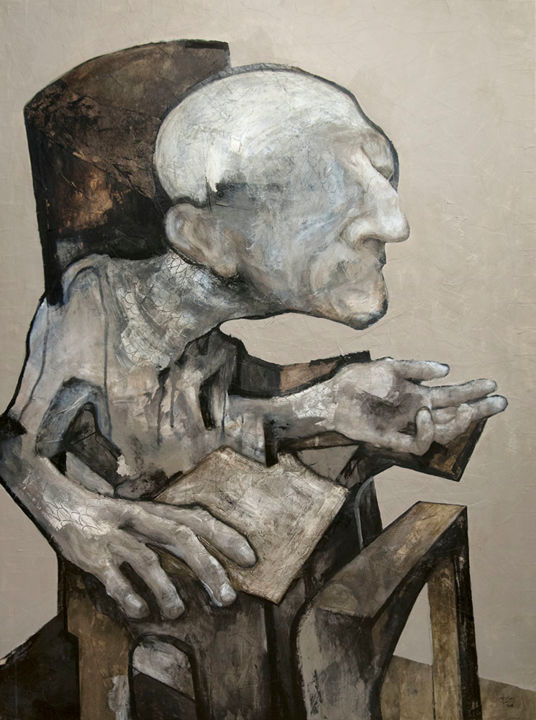 Malarstwo zatytułowany „Charon” autorstwa Jérôme Oudot "Trëz", Oryginalna praca, Akryl Zamontowany na Drewniana rama noszy