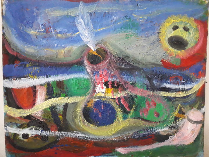 Painting titled "Explosion de joie" by Jerome Pescheloche, Original Artwork, Oil