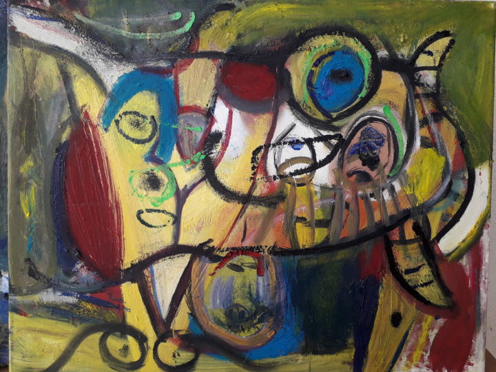 Painting titled "Probleme" by Jerome Pescheloche, Original Artwork, Oil