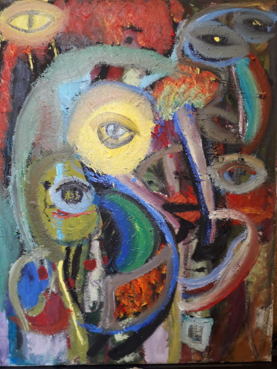 Painting titled "PARANOIART" by Jerome Pescheloche, Original Artwork, Oil