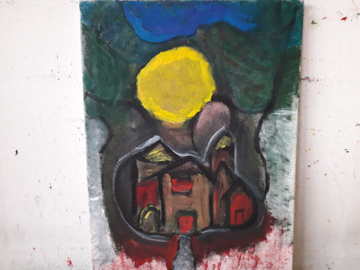 Painting titled "soleil pretentieux" by Jerome Pescheloche, Original Artwork