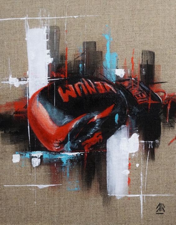 Painting titled "gloves 4" by Jérôme Royer, Original Artwork, Acrylic Mounted on Cardboard