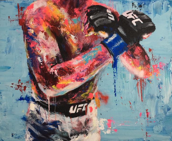 Painting titled "UFC" by Jérôme Royer, Original Artwork, Acrylic Mounted on Wood Stretcher frame