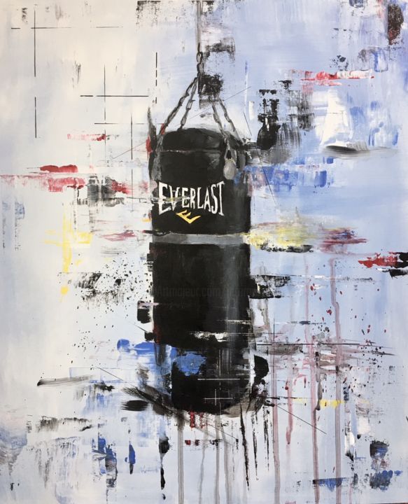 Painting titled "boxe 3" by Jérôme Royer, Original Artwork, Acrylic Mounted on Cardboard