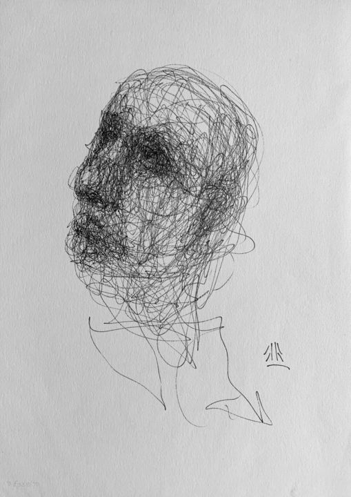 Dessin intitulée "doodle 6" par Jérôme Royer, Œuvre d'art originale, Encre