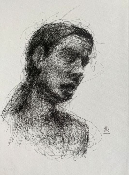 Dibujo titulada "doodle 8" por Jérôme Royer, Obra de arte original, Tinta