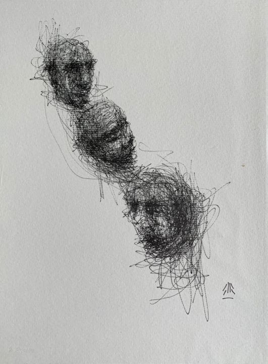 Dessin intitulée "doodle 10" par Jérôme Royer, Œuvre d'art originale, Encre