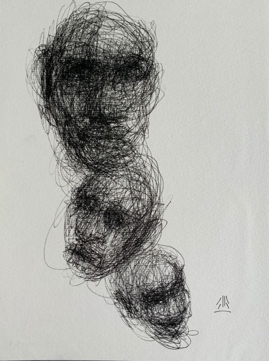 Zeichnungen mit dem Titel "doodle 14" von Jérôme Royer, Original-Kunstwerk, Tinte